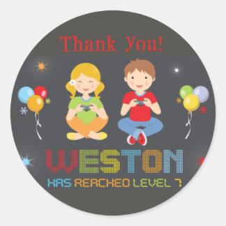 Thank you stickers for Arcade party