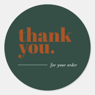 Thank You Stickers for Small Business Green Orange