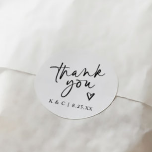 Thank You Stickers for Wedding Favours Modern Hear