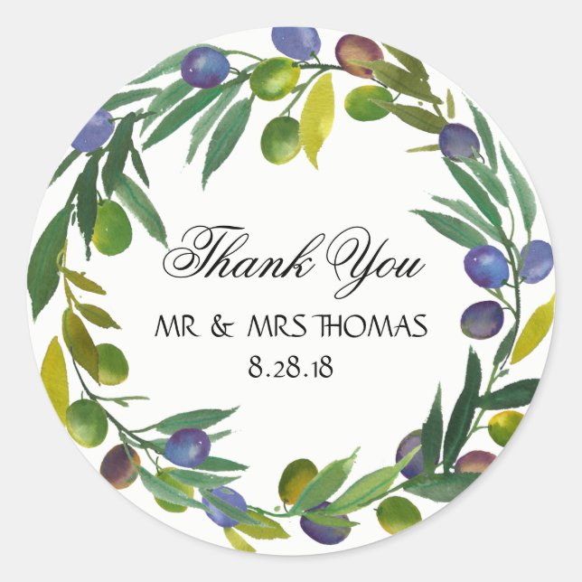 Thank you stickers olives personalize them (Front)