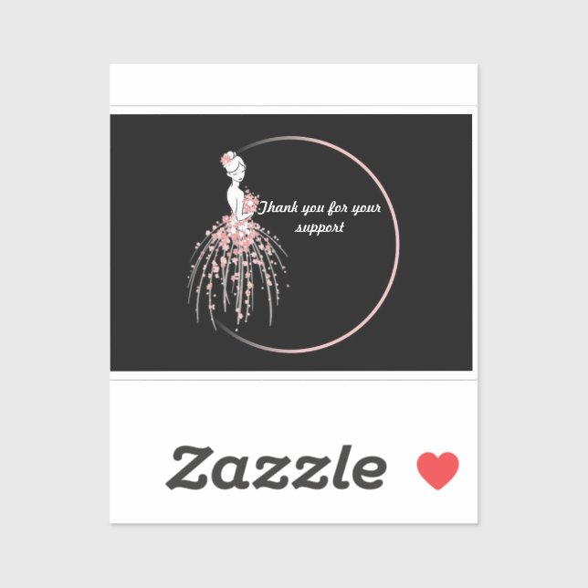 Thank You Stickers - Pink Floral Dress Design (Sheet)