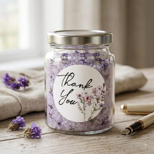 Thank You Stickers - Purple Watercolor Flower