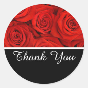 Thank You Stickers- Red Roses Classic Round Sticker
