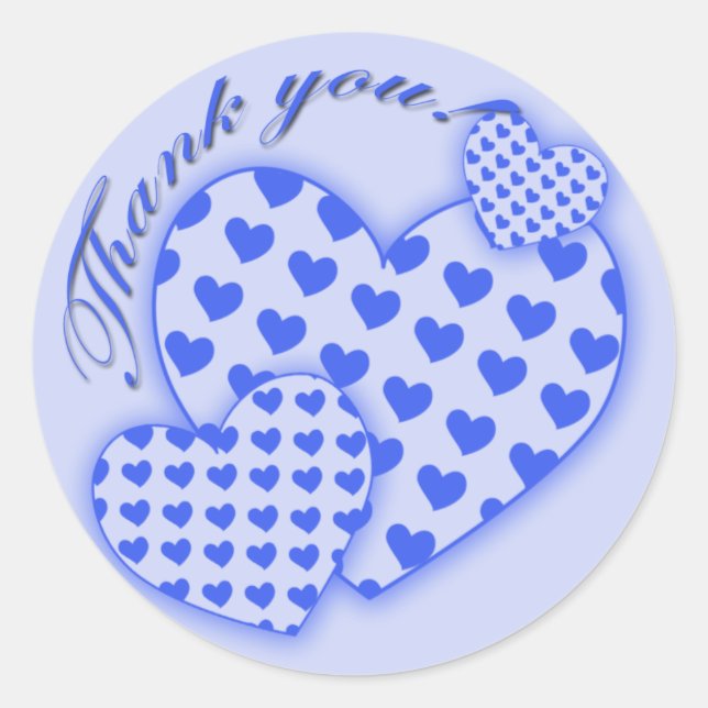 Thank You Stickers with Blue Hearts (Front)