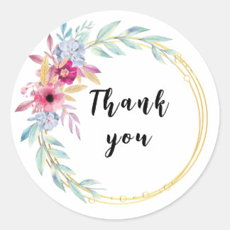 Thank you stickers with wreath