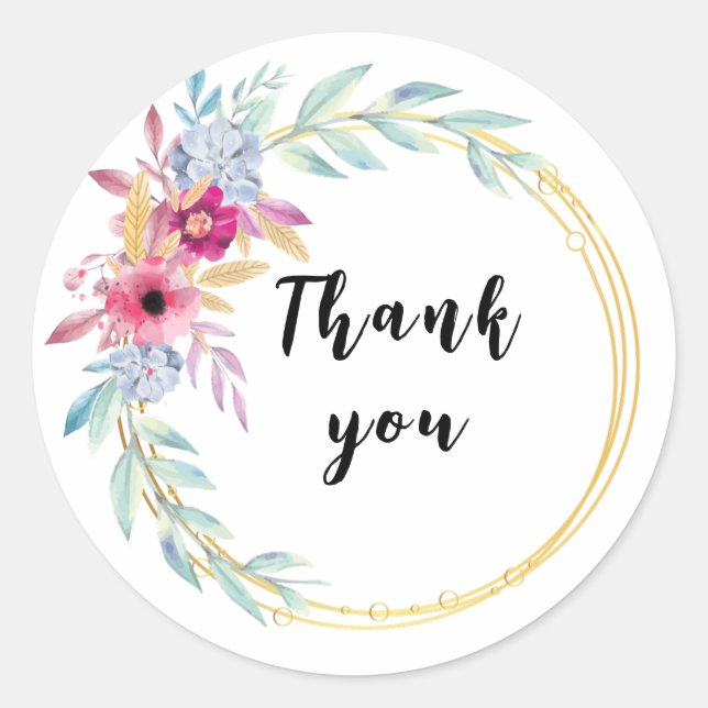 Thank you stickers with wreath (Front)