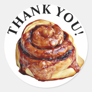 Thank You Sticky Bun Cinnamon Roll Stickers