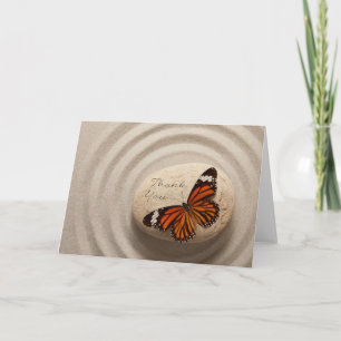 Thank You Stone in a Zen Garden With Butterfly Card