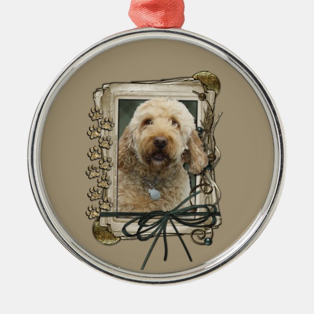 Thank You - Stone Paws - GoldenDoodle Metal Ornament (Front)