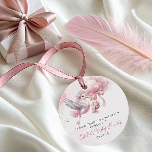 Thank You Stork & Pink Cloud Baby Shower Favour Ta Tags
