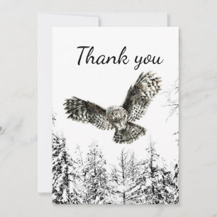 Thank You Striking Owl in Flight Bird Nature Art Card
