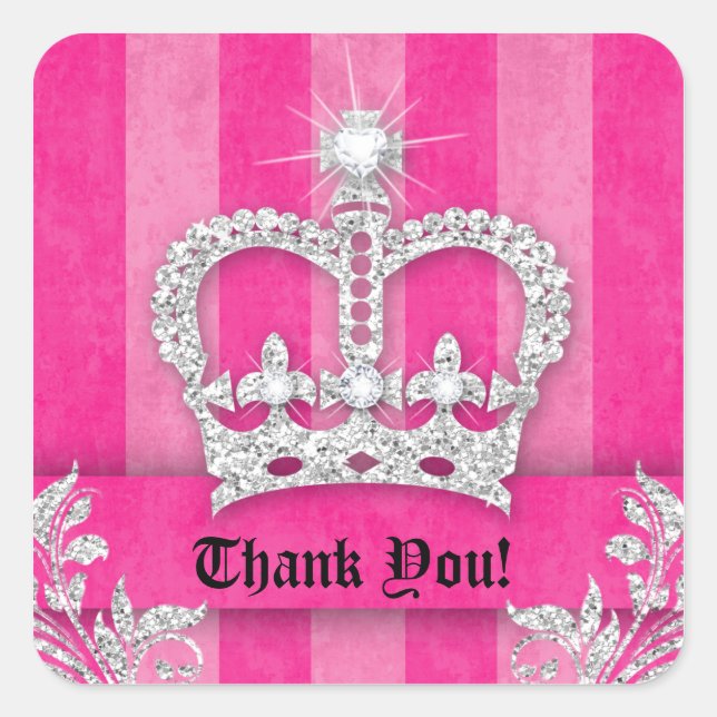 Thank You Stripes Sticker Jewellery Pink Crown (Front)