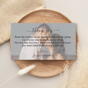 thank you,stylish calligraphy wedding faded photo card