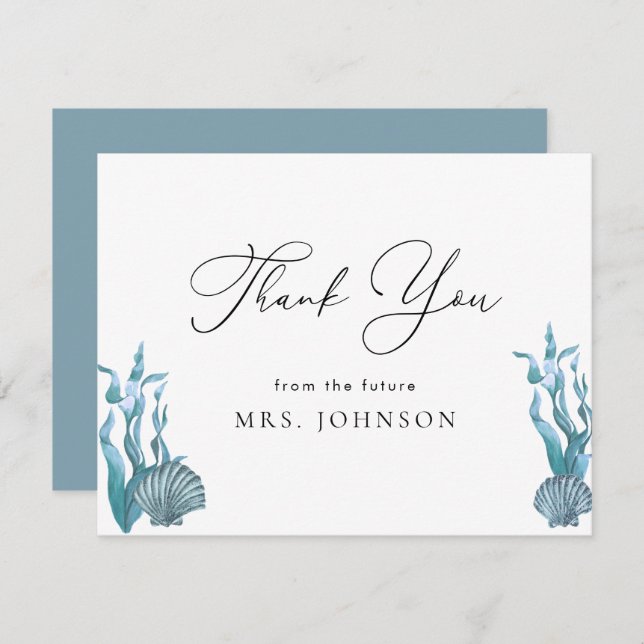Thank You Stylish Nautical Shell Bridal Shower (Front/Back)