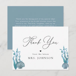 Thank You Stylish Nautical Shell Bridal Shower Card