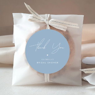 Thank You Stylish Something Blue Bridal Shower Classic Round Sticker