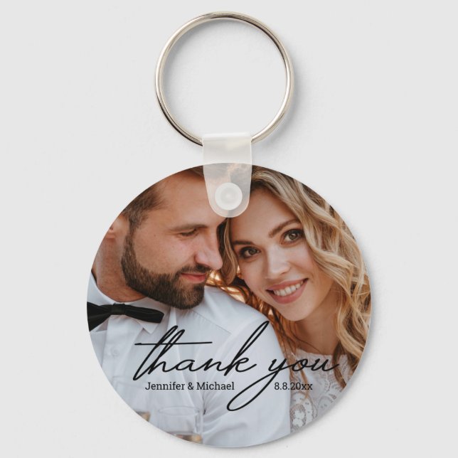 thank you,stylish wedding photo key ring (Front)