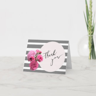Thank You Summer Romance Rose Bouquet /Pink Circle Card