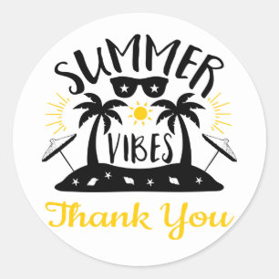 Thank You Summer Vibes Palm Trees Beach Wedding Classic Round Sticker
