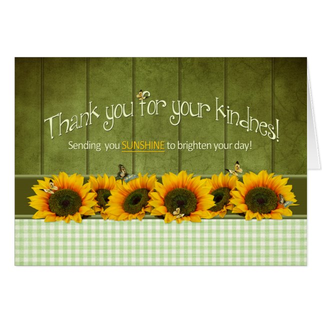 Thank You - Sunflowers and butterflies (Front Horizontal)