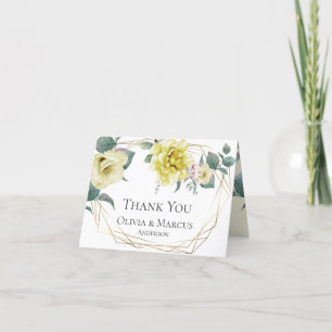 Thank You   Sunny Yellow Watercolor Peonies Card