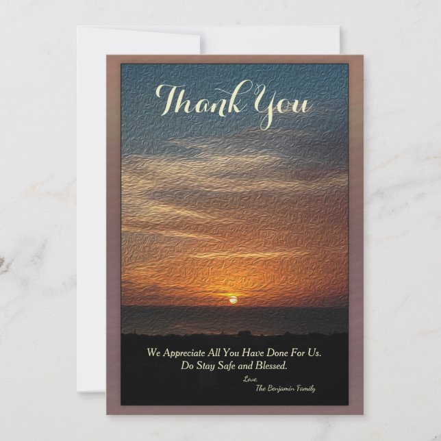  Thank You Sunset Tropical Sun Nature Custom Card (Front)