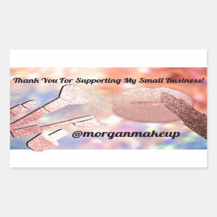 Thank You Support Business Makeup Lip Rose Pink Rectangular Sticker