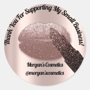 Thank You Support Small Business Makeup Kiss Socia Classic Round Sticker