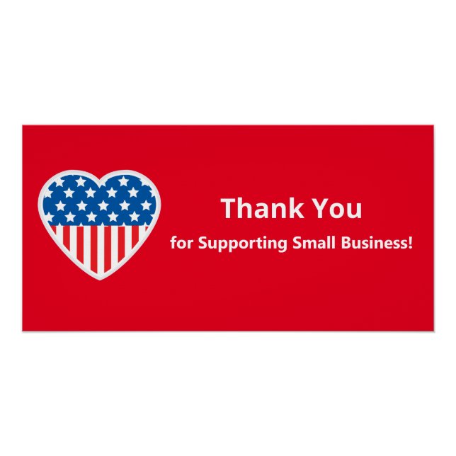 Thank You Support Small Business Patriotic Poster (Front)