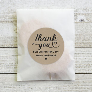 Thank You Supporting Small Business Kraft Classic Round Sticker