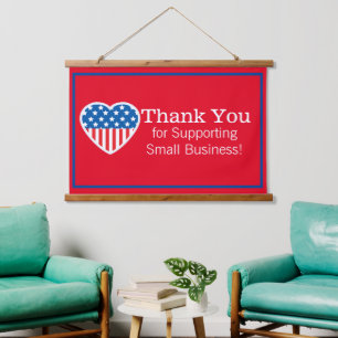 Thank You Supporting Small Business Patriotic Hanging Tapestry