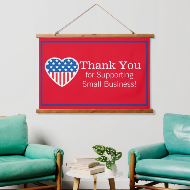 Thank You Supporting Small Business Patriotic  Hanging Tapestry (Living Room)