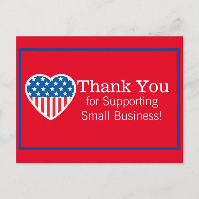 Thank You Supporting Small Business Patriotic  Postcard (Front)