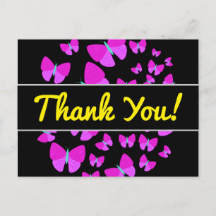 "Thank You!" + Swarm of Artistic Butterflies Postcard