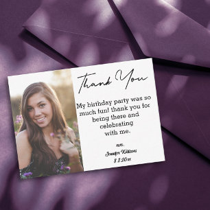 thank you sweet 16 birthday minimal photo card