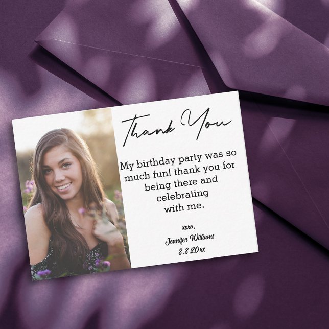 thank you sweet 16 birthday simple photo card (Creator Uploaded)