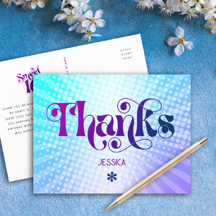 Thank You Sweet 16 Groovy Purple Blue Gradient Postcard