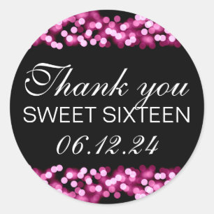 Thank You Sweet 16 Hollywood Glam Pink Classic Round Sticker