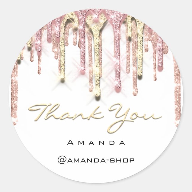 Thank You Sweet 16th Bridal Rose Drip White Classic Round Sticker (Front)