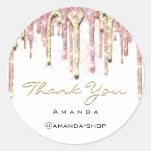 Thank You Sweet 16th Bridal Rose Drip White Classic Round Sticker