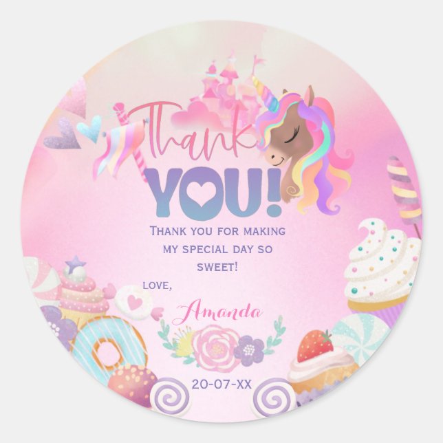 Thank you Sweet Birthday Gift Tags (Front)