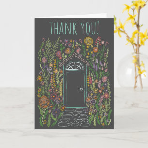 THANK YOU Sweet Garden Door Colourful Doodle Card