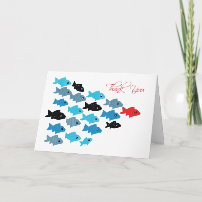 Thank You Swim Team Coach Fish Following Leader Card (Front)