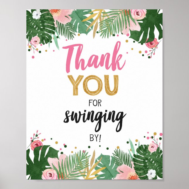 Thank You Swinging By Tropical Safari Birthday Poster (Front)