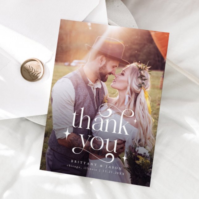 Thank You Swirly Overlay Text Wedding  Card (Creator Uploaded)