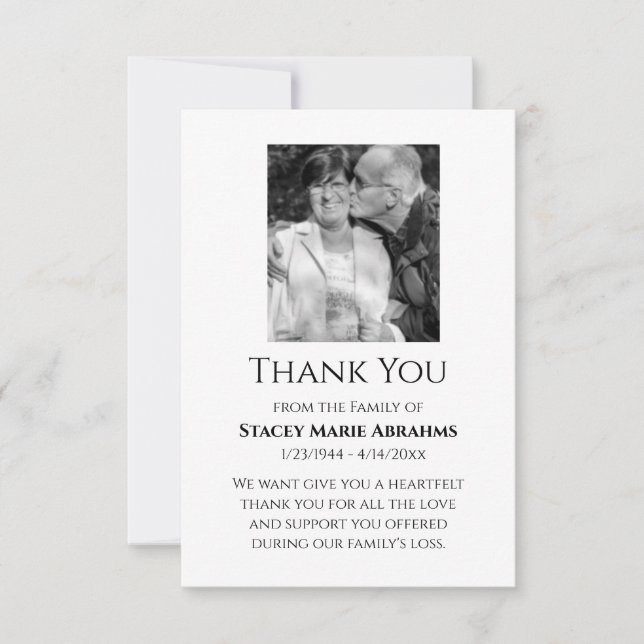 Thank You, Sympathy Card, Loss Thank You Card (Front)