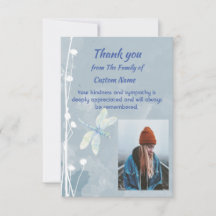 Thank You Sympathy Dragonfly White Flower Art