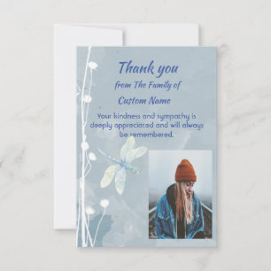 Thank You Sympathy Dragonfly White Flower Art Card