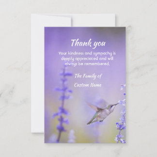 Thank You Sympathy Hummingbird Lavender Floral Card
