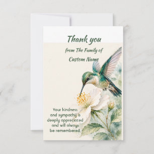 Thank You Sympathy Hummingbird Lavender Floral Card